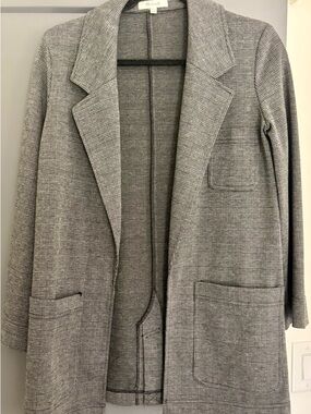 Madewell Grey Glen Plaid Open-Front Blazer Coatigan